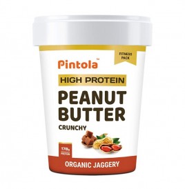 Pintola High Protein Peanut Butter Crunchy Organic Jaggery  Jar  510 grams